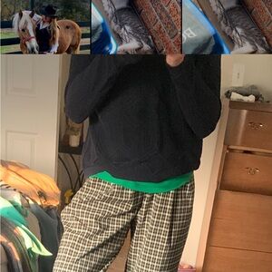 Topshop Black and White Plaid Trousers